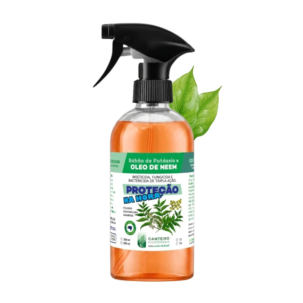 Sabão de Potássio + Óleo de Neem Pronto Uso Inseticida Natural para Plantas e Hidroponia (300ml)